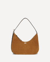 Suede vegan Shoulder Bag - BROWN | Base Blu
