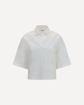 Crop cotton organza Polo with Broderie Anglaise - WHITE | Base Blu