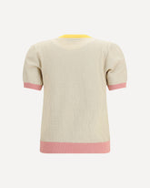 Maglione girocollo in cotone e seta con motivo FF - BEIGE | Base Blu