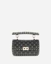 Borsa a Mano Rockstud Spike mini in nappa - NERO | Base Blu