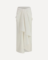 Gonna lunga drappeggiata in lana e mohair - BIANCO | Base Blu