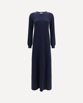 Long cashmere crewneck Dress - BLUE | Base Blu