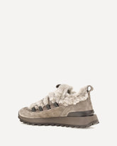 Suede and tech cotton Sneakers with shearling lining and monili detail - GREY | Base Blu
