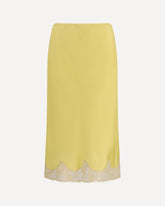 Satin Midi Skirt with lace inserts - YELLOW | Base Blu