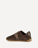 Yulia suede Sneakers with sequins - BROWN | Base Blu
