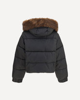 Godetia padded Down Jacket with faux fur - BROWN | Base Blu