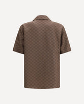 GG linen blend bowling Shirt - BROWN | Base Blu