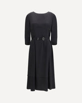 Wool and silk midi Dress - BLACK | Base Blu