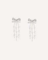 Orecchini a cascata con fiocco e perle - BIANCO | Base Blu