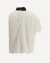 Halterneck fringed Top with a striped Scarf - WHITE | Base Blu