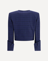 Boxy Jacket in wool plaid - BLUE | Base Blu