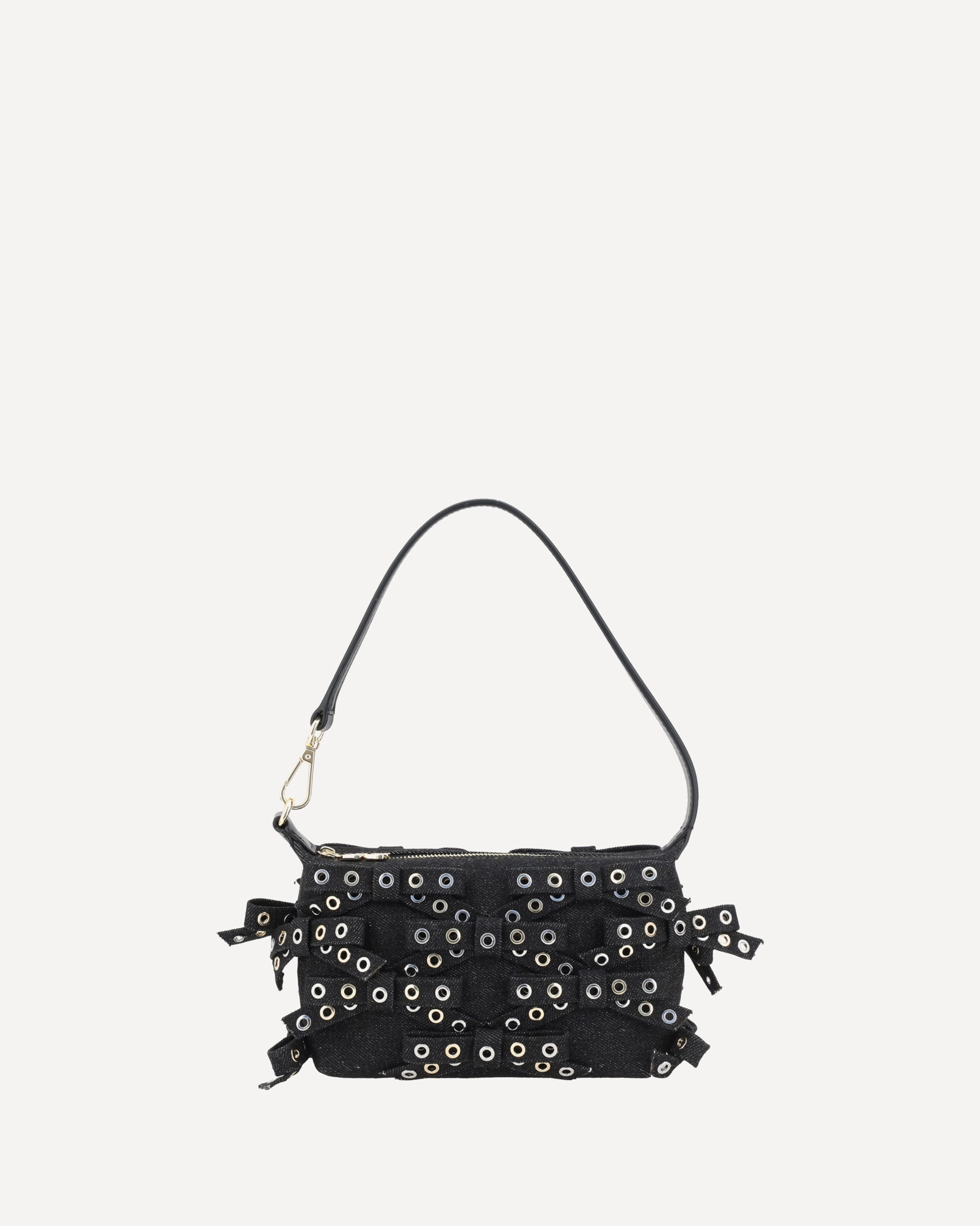 GANNI Denim Butterfly Bow Shoulder Bag BLACK | Base Blu
