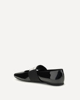 Ballerine Squared in pelle verniciata - NERO | Base Blu