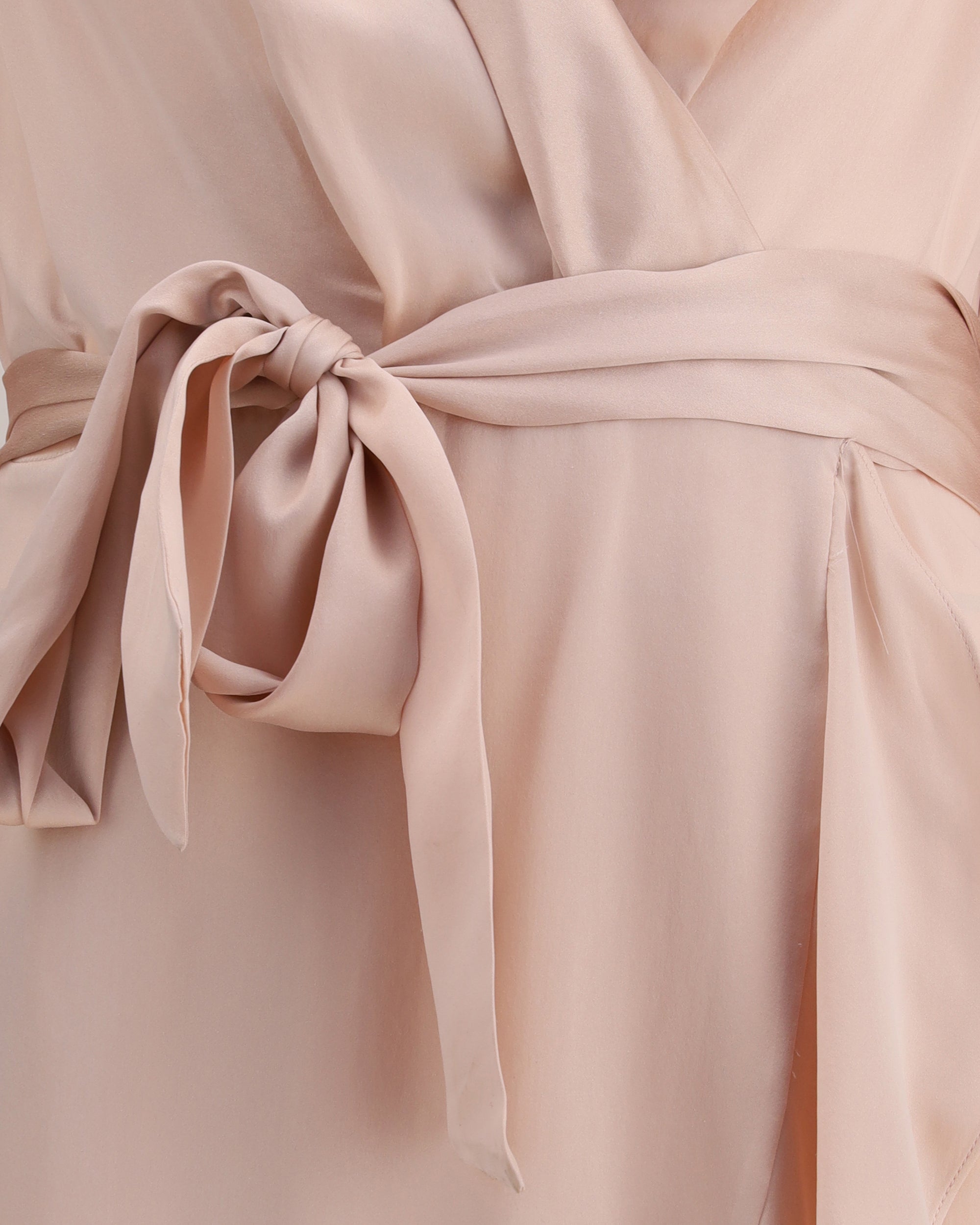 zimmermann pink silk wrap dress Zimmermann Silk Wrap Midi Dress Light Pink Silk Dolman Sleeve Naked Pear