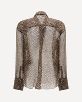 Dapple silk organza Shirt with neck tie - BROWN | Base Blu