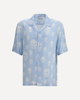 Skull-printed Hawaiian Shirt - LIGHT BLUE | Base Blu