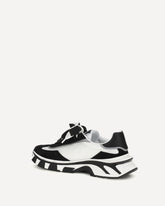 Leather and mesh Sneakers - BLACK | Base Blu