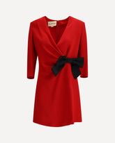 Short Silk Dress with Bow - RED | Base Blu