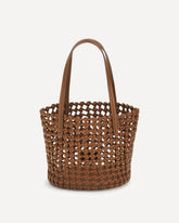 Borsa a Secchiello in pelle intrecciata - MARRONE | Base Blu