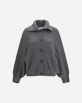 High neck cashmere Cardigan - GREY | Base Blu