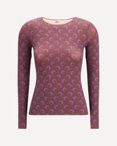 Long-sleeve Top with iconic all-over contrasting moon logo print - PURPLE | Base Blu