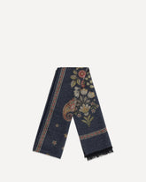 Silk Scarf with fringes -  | Base Blu