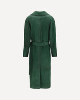 Vintage effect suede double breasted Trench Coat - GREEN | Base Blu