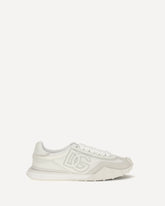 Athletic fabric and leather Sneakers - WHITE | Base Blu