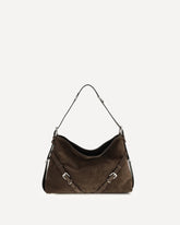 Medium Voyou Shoulder Bag in glossy leather - BLACK | Base Blu