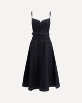 SELF-PORTRAIT Denim flared midi Dress BLUE | Base Blu SELF-PORTRAIT Denim flared midi Dress BLUE | Base Blu
