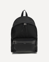 City Backpack in leather and nylon - BLACK | Base Blu