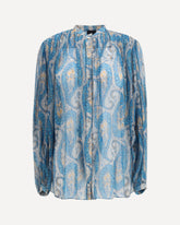 Camicia plissettata con colletto alla coreana - MULTICOLORE | Base Blu