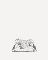 Dustbag Clutch Bag with floral appliqués - SILVER | Base Blu