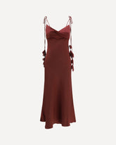 Vestito Midi in satin con dettagli a fiore - BORDEAUX | Base Blu