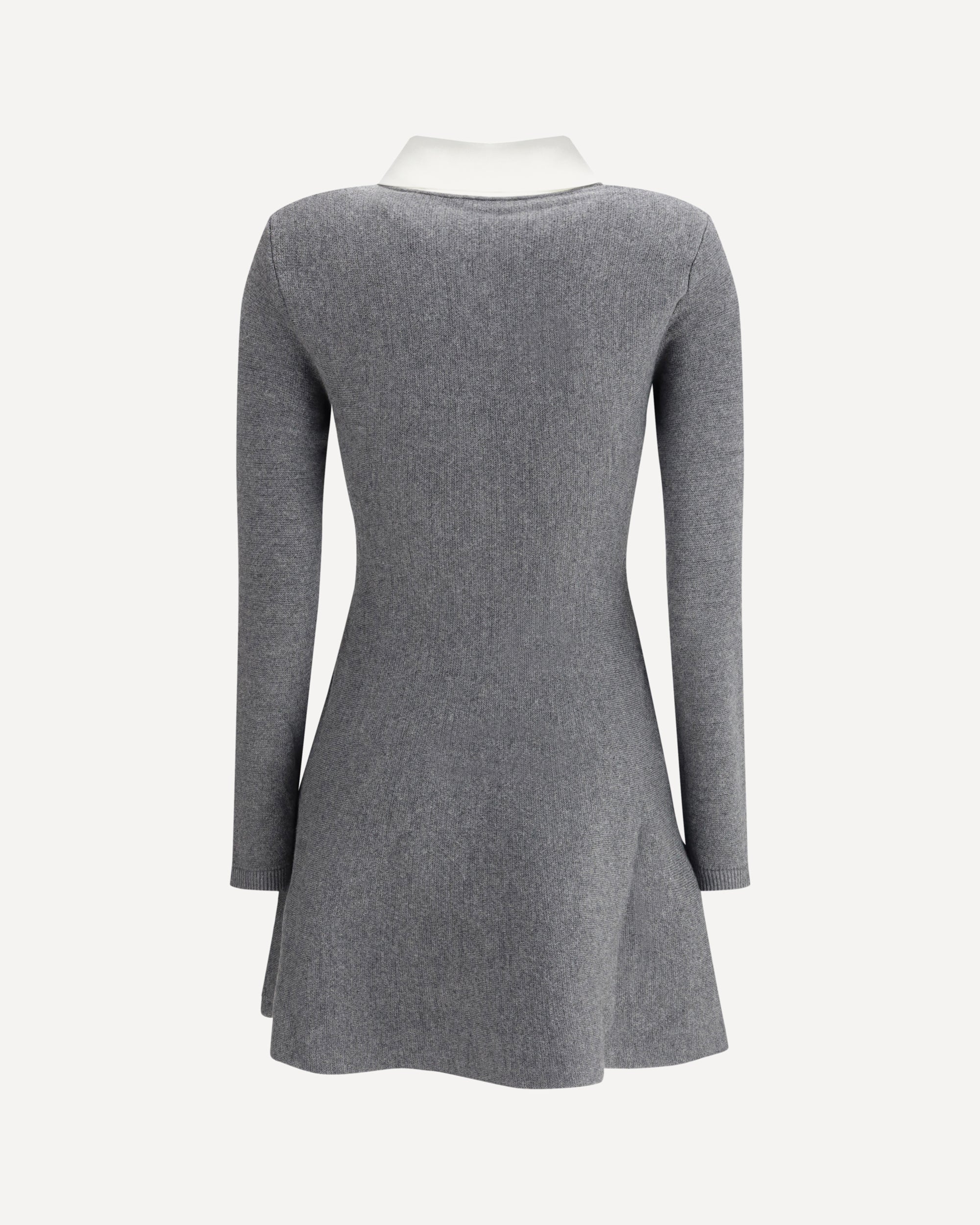 SELF-PORTRAIT Mini knit Dress with crochet floral collar GREY