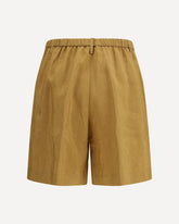 Slubbed linen and viscose Bermuda Pants with hook and zip closure - BEIGE | Base Blu