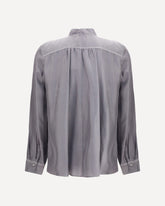 Crater-collar Shirt in habotai Silk - GREY | Base Blu