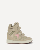 Sneakers con zeppa in pelle IM3-GB - BEIGE | Base Blu