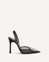 Décolleté Camelia Sling 105 in pizzo con pois - NERO | Base Blu