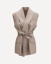 Gilet in misto lino cappuccino - BEIGE | Base Blu