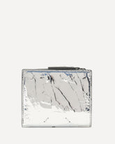 Portafogli bi-fold in pelle metallizzata  - ARGENTO | Base Blu