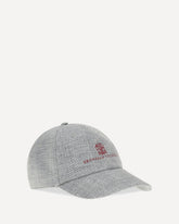 Cappello da Baseball in chevron di alpaca, lana e seta con logo - GRIGIO | Base Blu