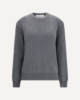 Cotton crewneck Sweater with back logo - GREY | Base Blu