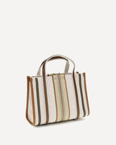 Small Woody Loop canvas Tote Bag - BEIGE | Base Blu