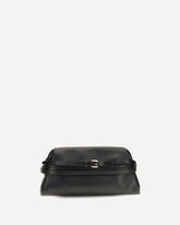 Leather Clutch with buckle detail - BLACK | Base Blu