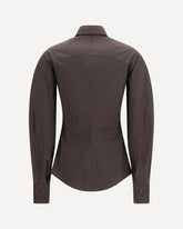 Cotton blend Shirt with tie - BROWN | Base Blu
