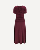 Ruched midi Dress in jersey - BORDEAUX | Base Blu