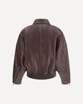 Oversized leather Jacket - BROWN | Base Blu