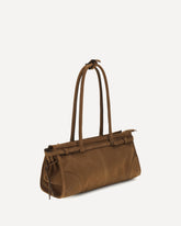 Medium Bonnie Handbag in nubuck leather - BROWN | Base Blu