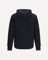 Hoodie with striped cuffs - BLACK | Base Blu